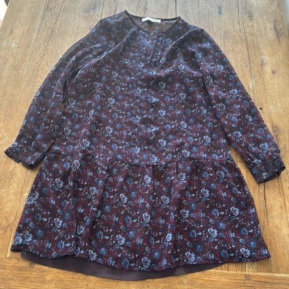 LOFT Dress Size SP Womens Purple Floral Print Shift Long Sleeve - Picture 1 of 6